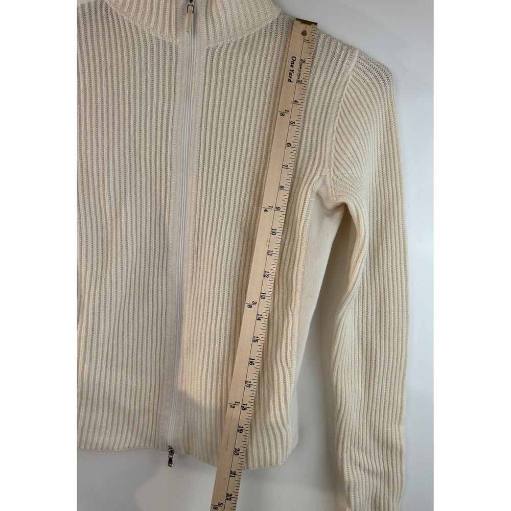 Brunello Cucinelli Cashmere Ribbed Full Zip Cardigan Cream Small Quiet Luxury - Picture 11 of 16